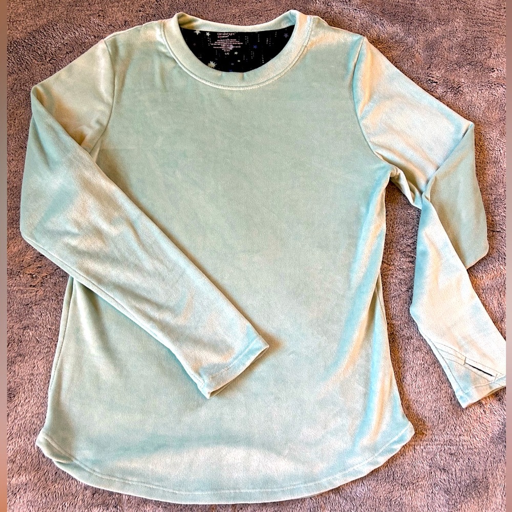 Aqua Green Velour Cuddl Duds Top size L